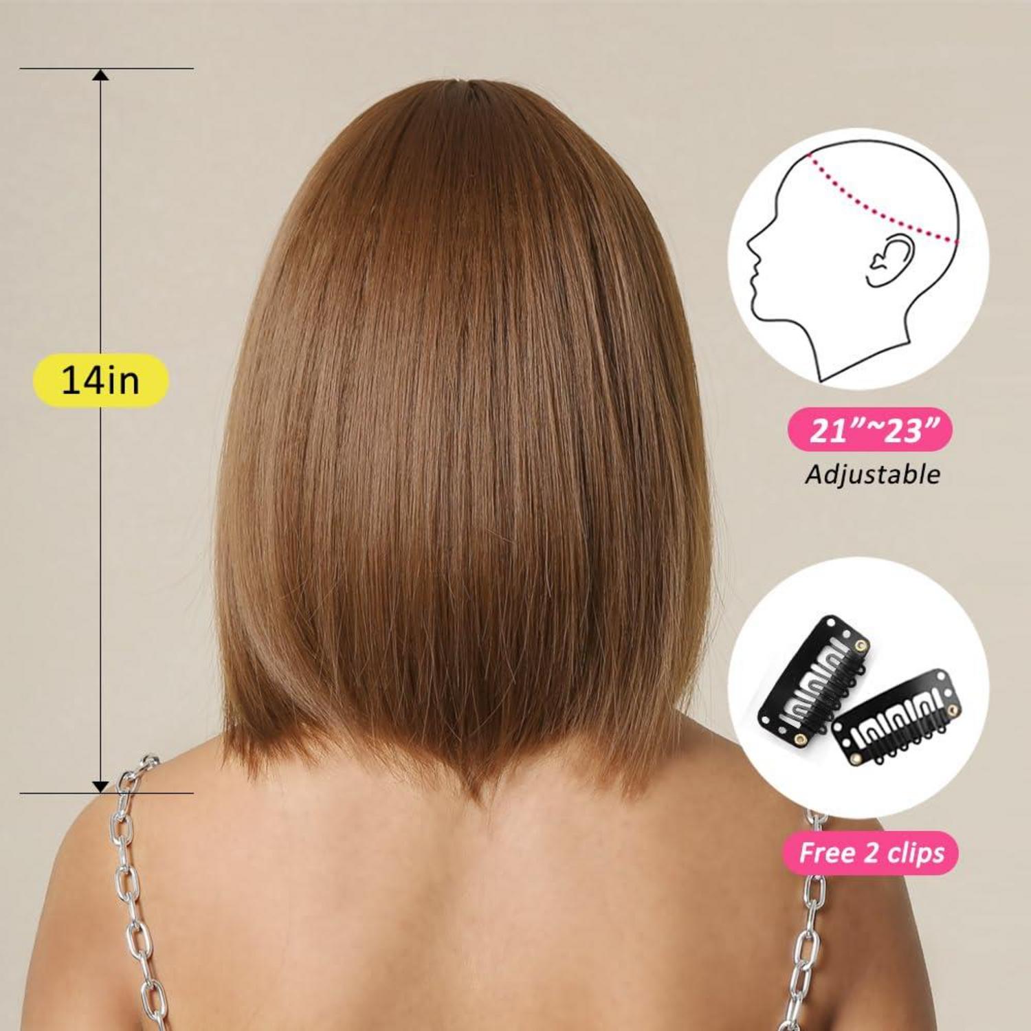 Braune Bob Perücke mit Pony für Frauen Cosplay Party Haar Braun