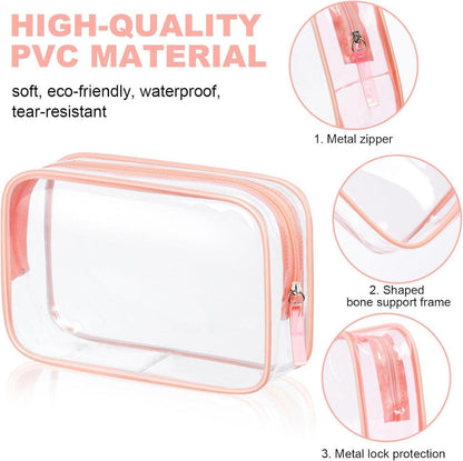 Transparente Kulturtasche 2-teilig PVC Wasserdicht TSA-zugelassen