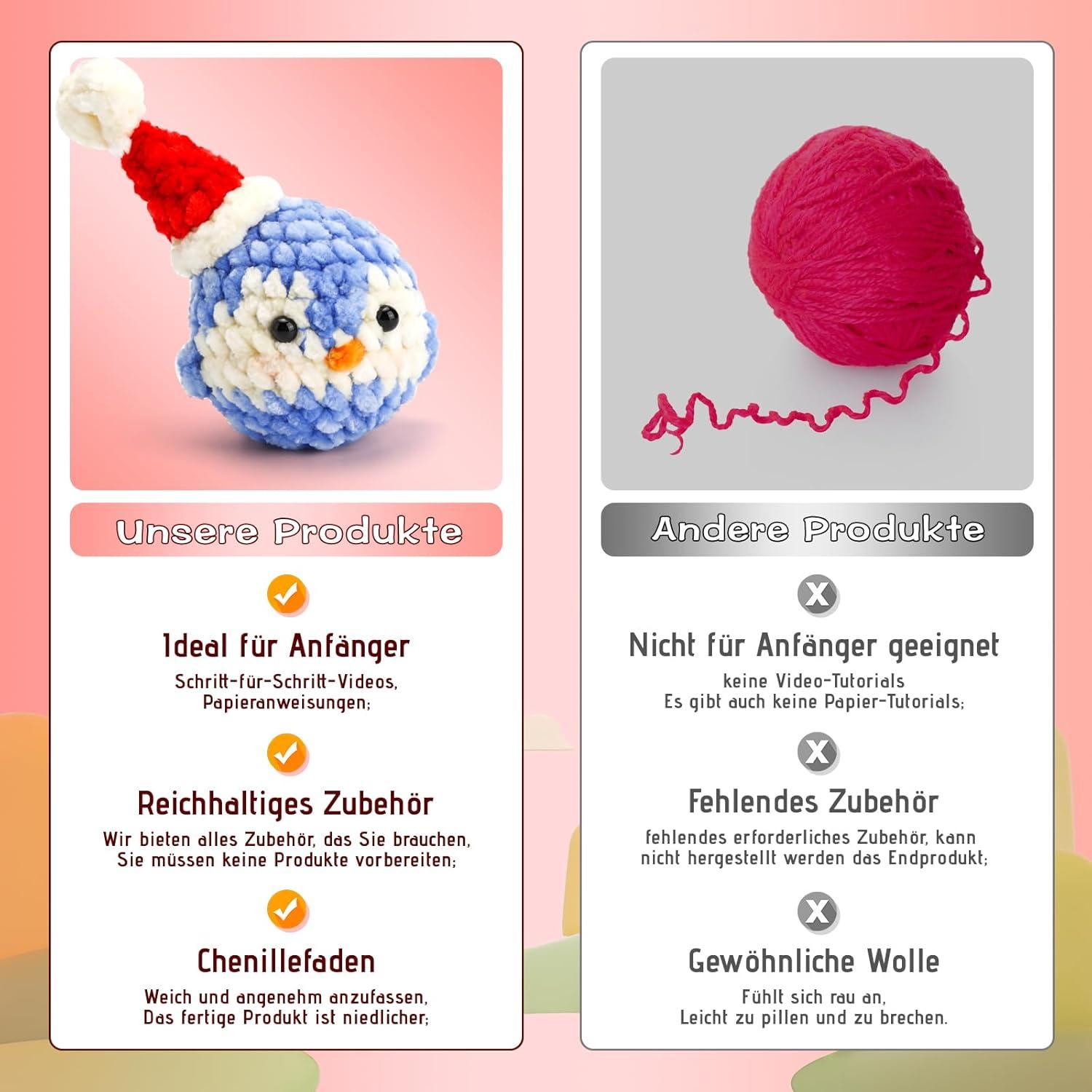 Häkelset Anfänger Pinguin Koala DIY Geschenk Tier-Häkelset Video-Tutorials