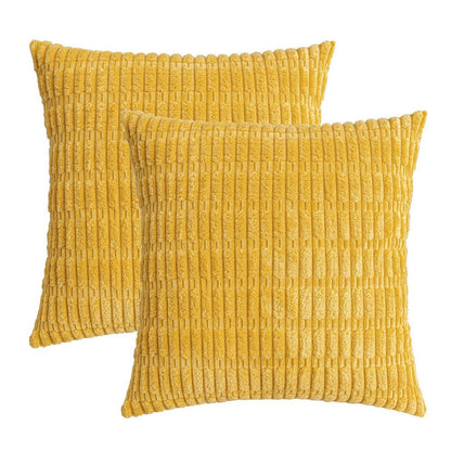 Gestreifte Kissenbezüge 50x50 cm – Senfgelb, 2er Set