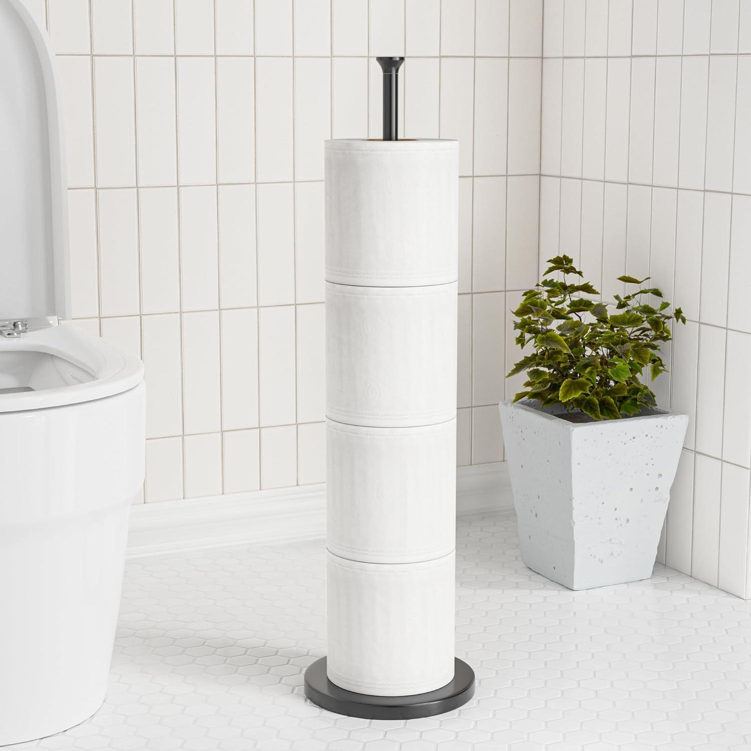 Toilettenpapierhalterständer Edelstahl freistehend Schwarz 4 Rollen