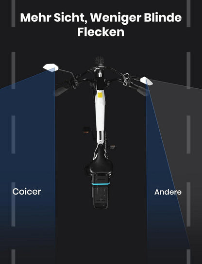 Fahrradspiegel extra große Spiegelfläche schlagfestes Echtglas e-bike Mirror