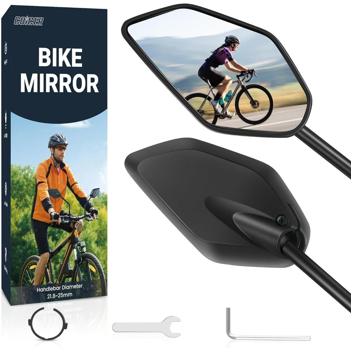 Fahrradspiegel E-Bike HD 360° drehbar klappbar für Lenker (Links + Rechts)