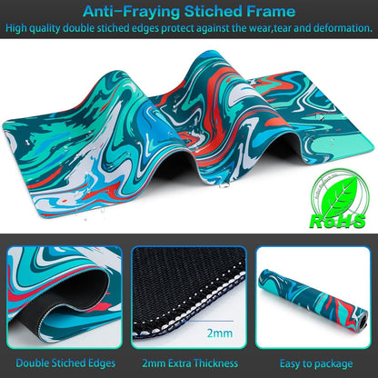 Großes Gaming Mauspad 900x400mm Fluid Art Blau-Rot Rutschfest