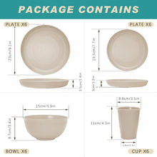 24er Kazaigou Camping Geschirr Set für 6 Personen Beige
