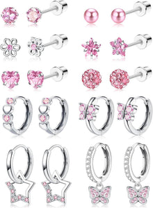 10 Paar Mädchen Ohrringe Set Chirurgenstahl Zirkonia Hypoallergen