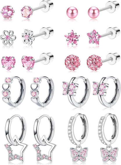 10 Paar Mädchen Ohrringe Set Chirurgenstahl Zirkonia Hypoallergen