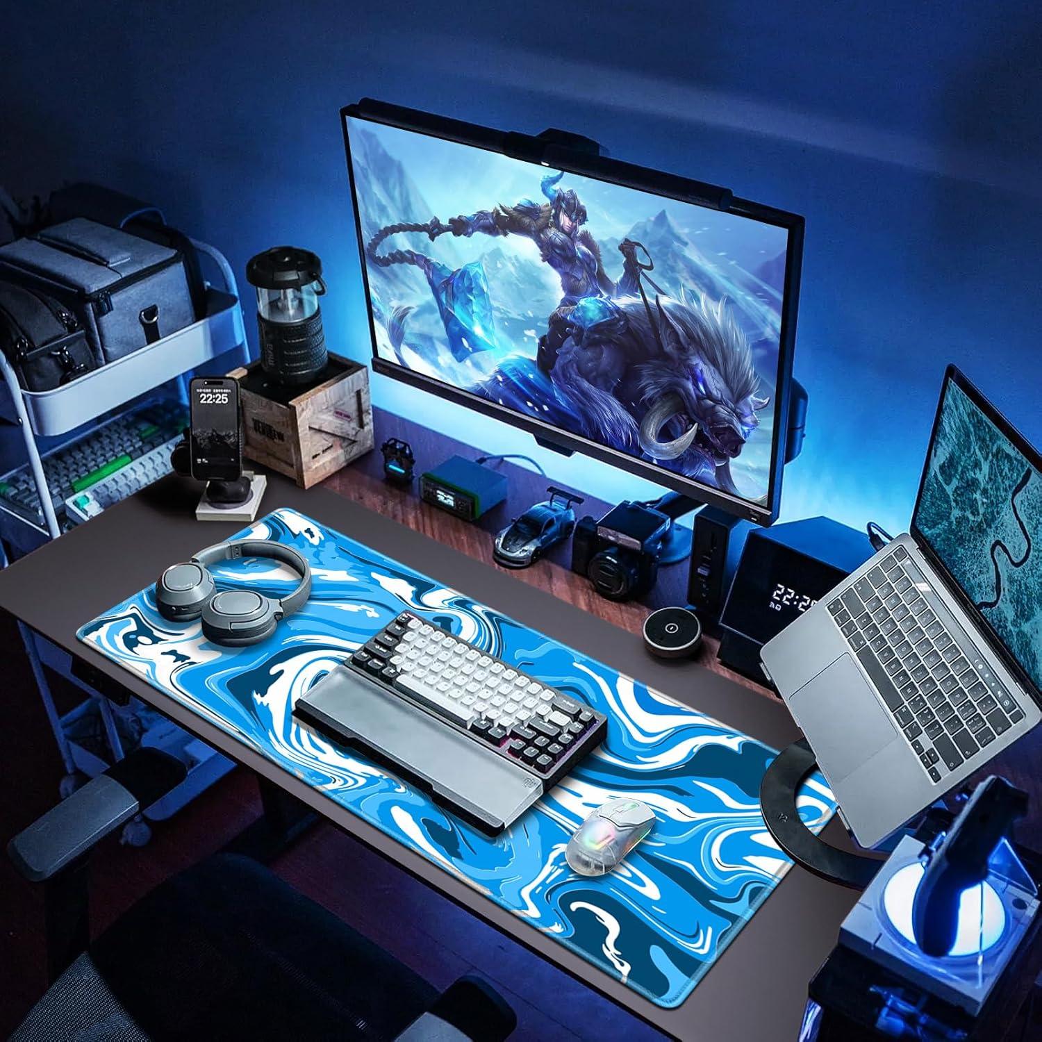 Gaming Mauspad XXL 900x400mm Fluid Art groß Wasserdicht