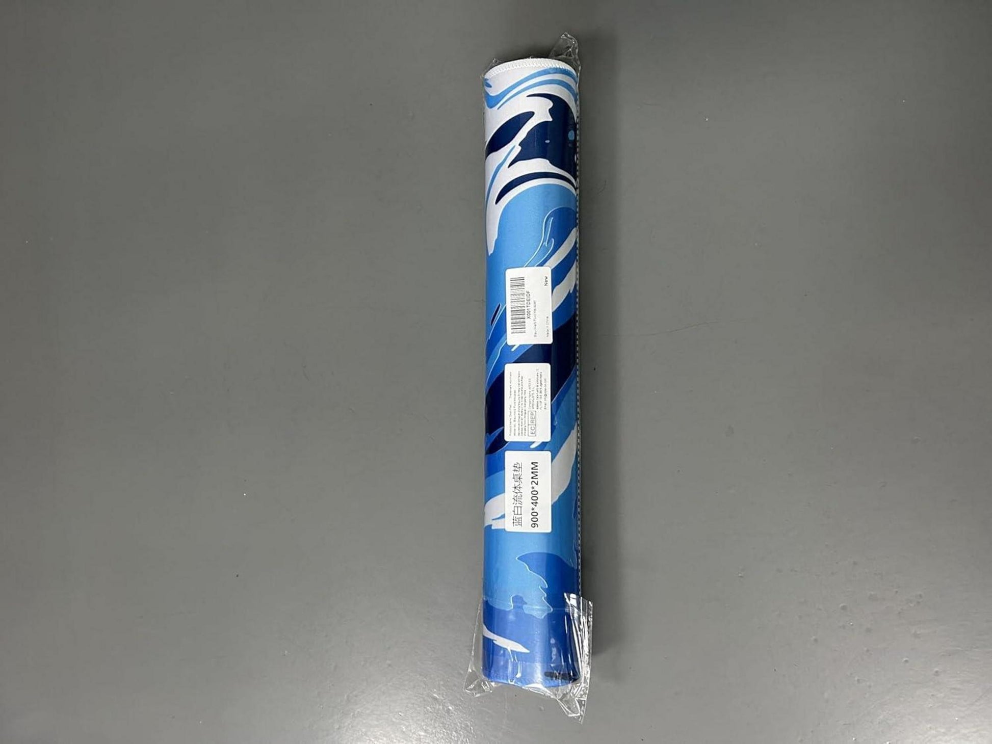 Abetcabe Gaming Mauspad XXL 900x400mm Blau-Weiß Fluid Art