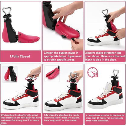 Schuhspanner verstellbar für Damen und Herren, 2er-Pack Rot Rosa