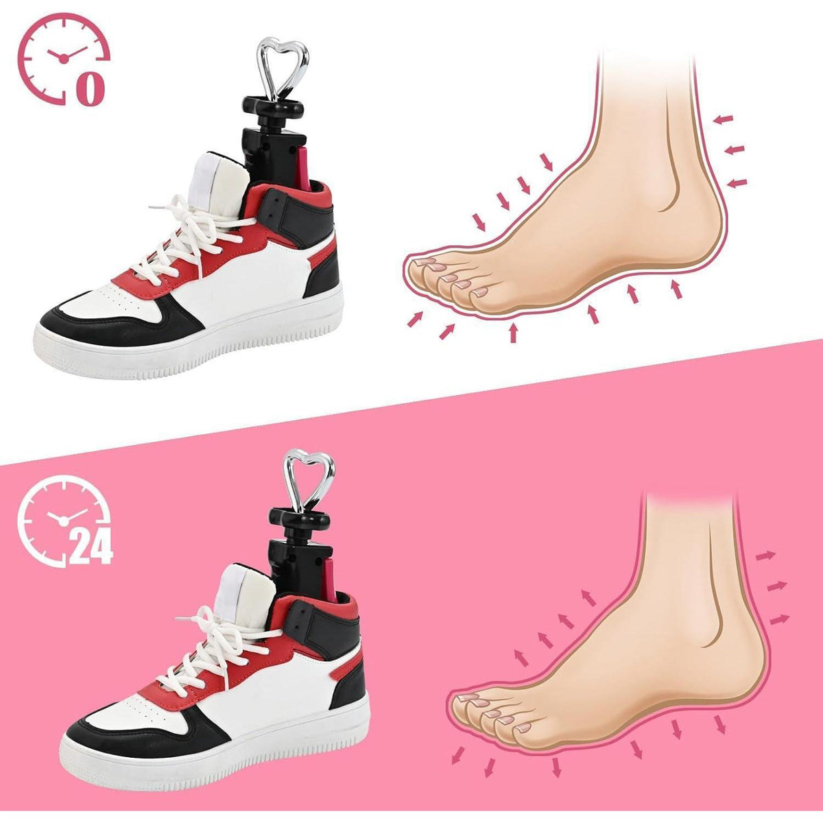 Schuhspanner verstellbar für Damen und Herren, 2er-Pack Rot Rosa