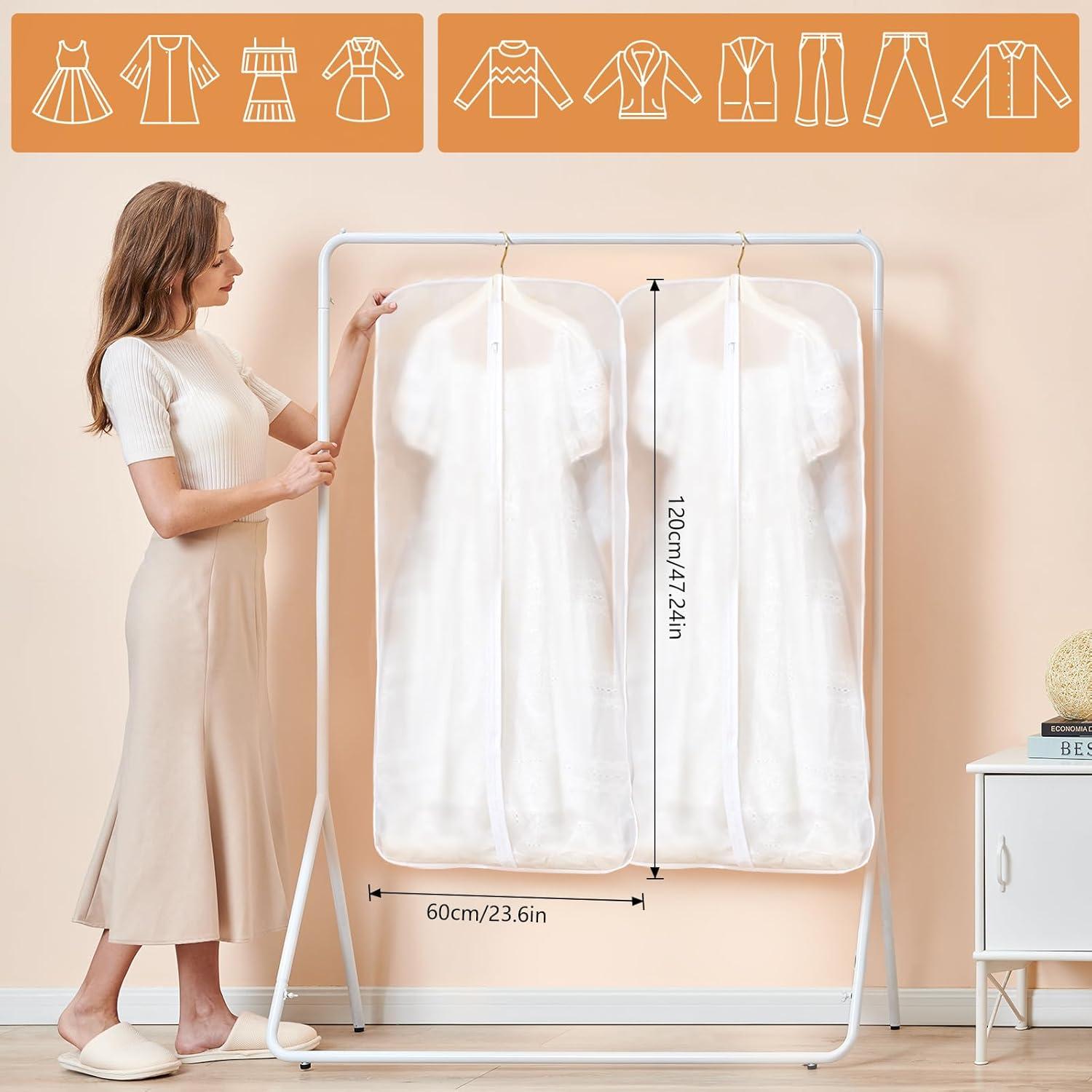 Kleidersack 8er Set Transparent 60x120cm mit Reißverschluss Kleiderhüllen White