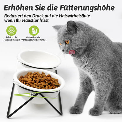 Keramik Futternapf für Katzen mit erhöhtem Zervixschutz und leicht zu reinigender Oberfläche