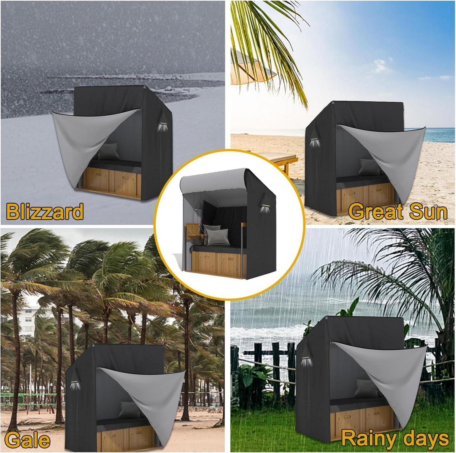 Strandkorb Schutzhülle XXL Winterfest 135*105*175cm wasserdicht UV-beständig
