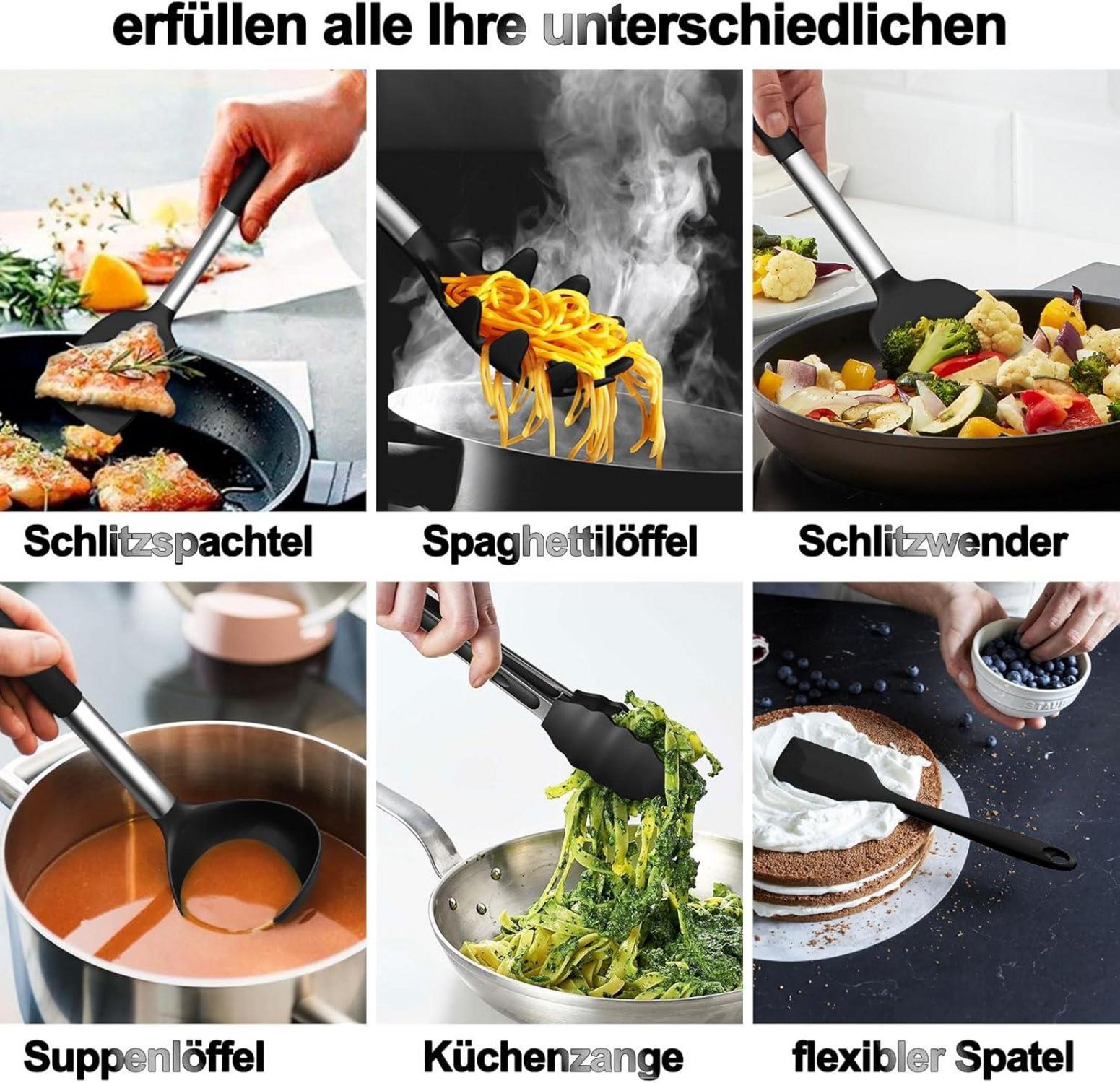26-teiliges Silikon Kochutensilien Set mit