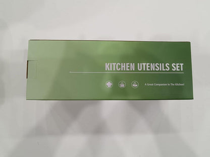 26-teiliges Silikon Kochgeschirr Set mit Edelstahlgriffen und Utensilienhalter - Spülmaschinenfest