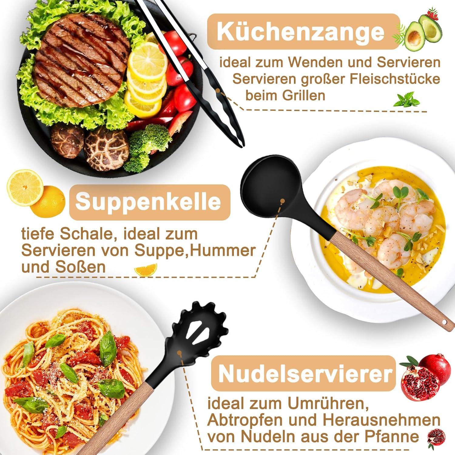 Küchenhelfer Set Silikon Kochutensilien Kochbesteck Hitzebeständig
