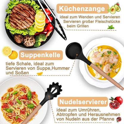Küchenhelfer Set Silikon Kochutensilien Kochbesteck Hitzebeständig