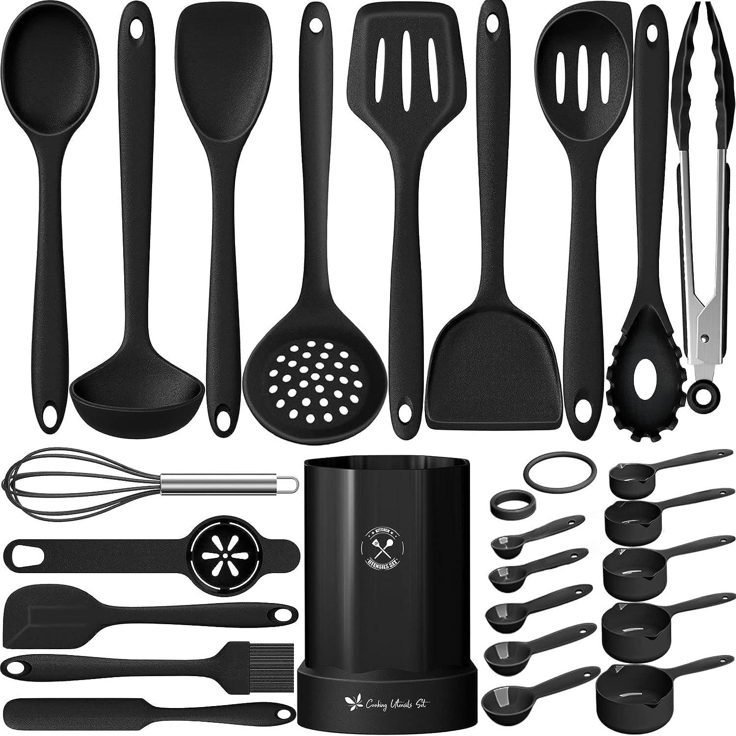 Silikon Küchenhelfer Set 25-teilig Hitzebeständig mit Utensilienhalter