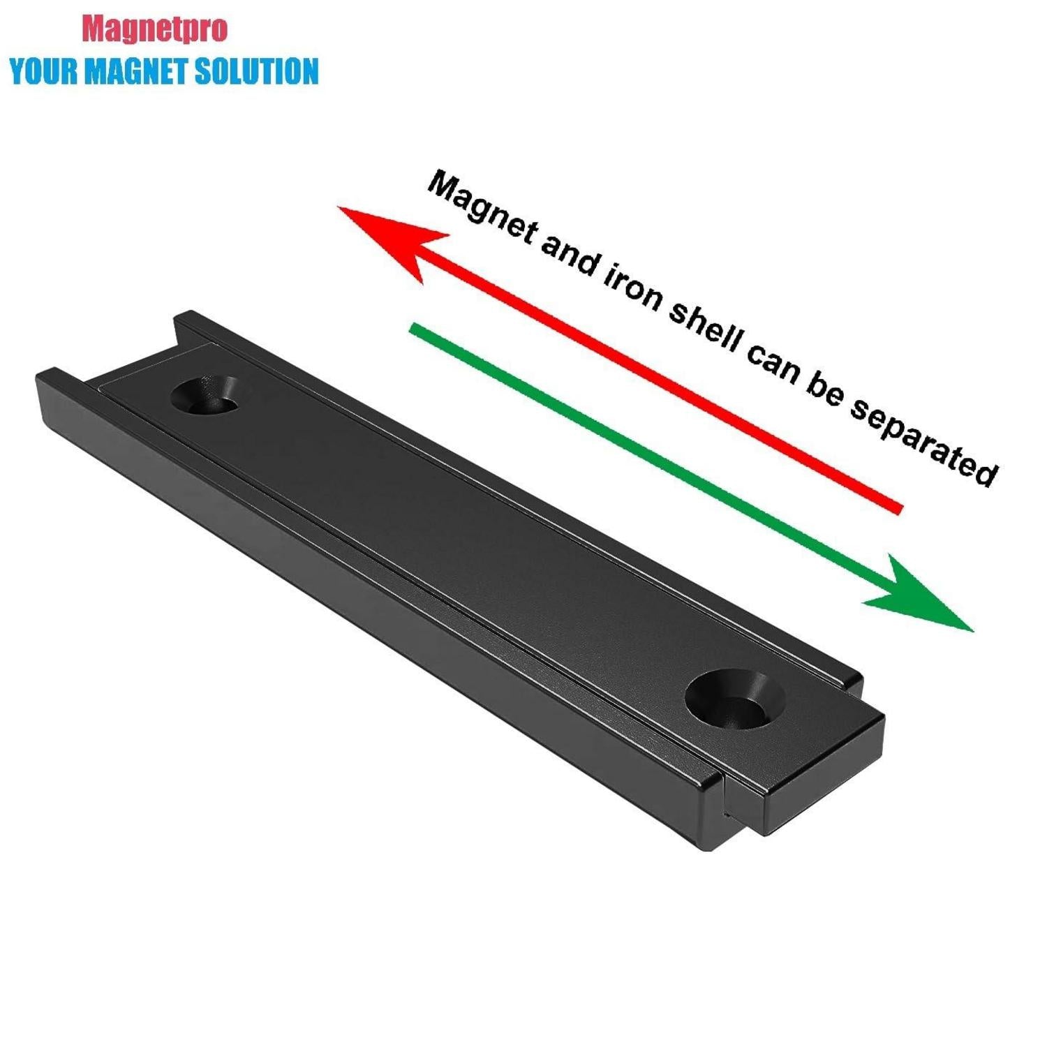8er Set Magnetpro Rechteckmagnete 30 kg Kraft 60x13,5x5 mm Schwarz Rostbeständig