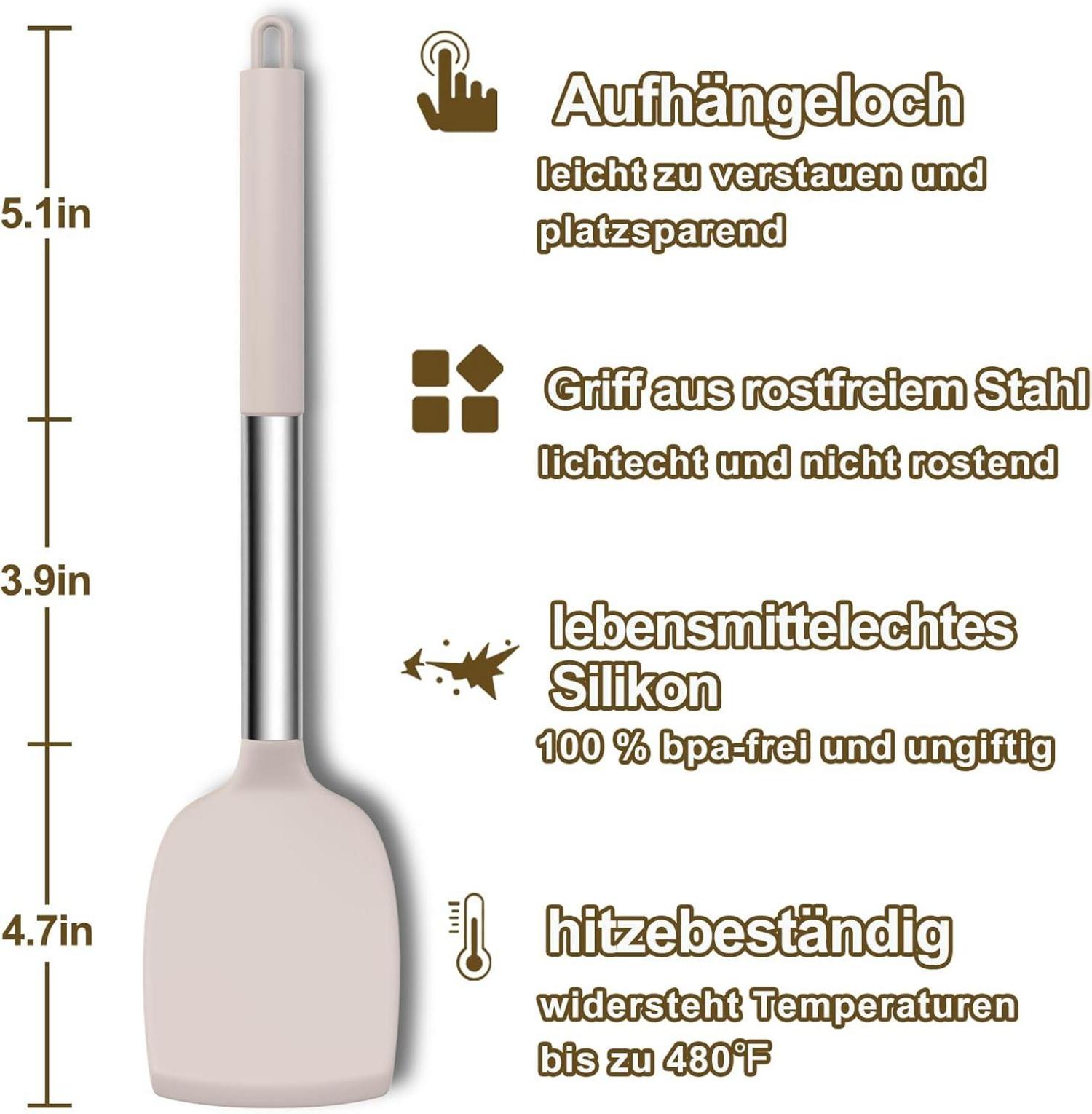Küchenhelfer Set 34-teilig Silikon Kochutensilien Hitzebeständig mit Utensilienhalter Antihaft Edelstahlgriff