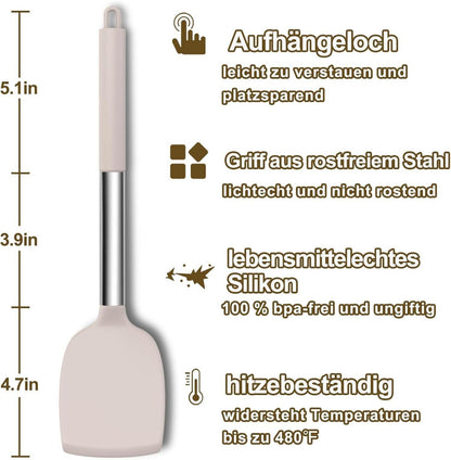 Küchenhelfer Set 34-teilig Silikon Kochutensilien Hitzebeständig mit Utensilienhalter Antihaft Edelstahlgriff