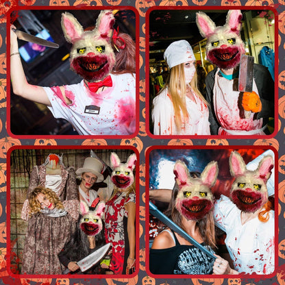 Blutige Kaninchen Maske Halloween Horror Hasenmaske Kinder Erwachsene