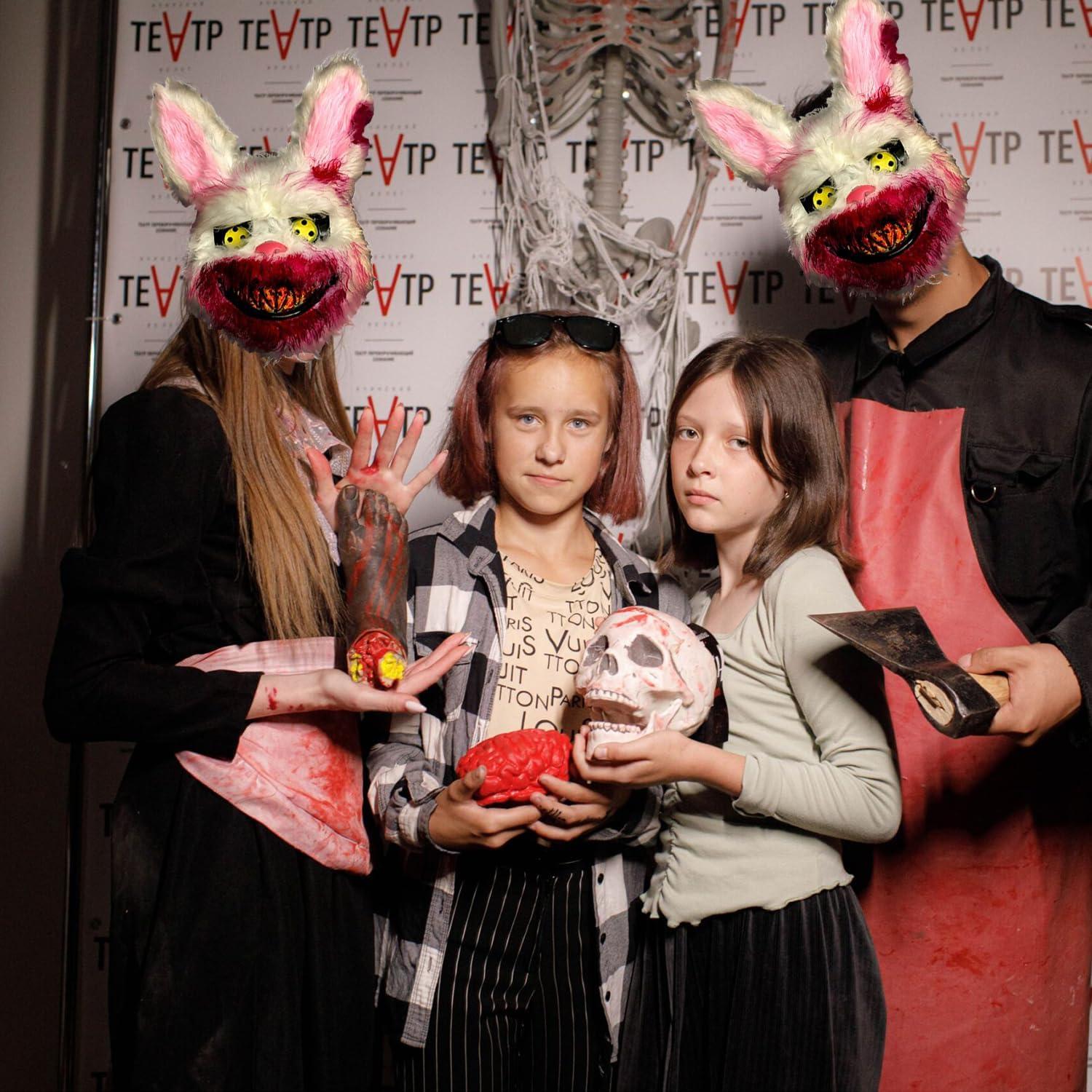 Blutige Kaninchen Maske Halloween Dekoration Gruselig Tierkopf Simulation