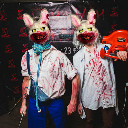 Blutige Kaninchen Maske Horror Hasenmaske Halloween Tier Maske