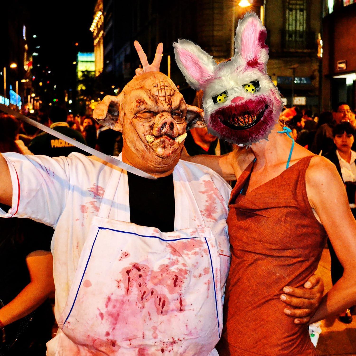 Blutige Kaninchen Maske Halloween Dekoration Gruselig Tierkopf Simulation