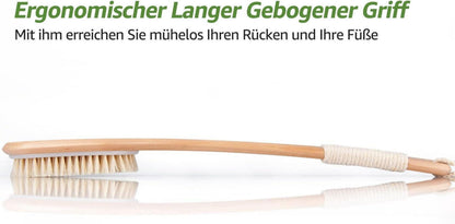 SAUNNIHEN Rückenbürste Körperbürste Holz Dusche Langstiel