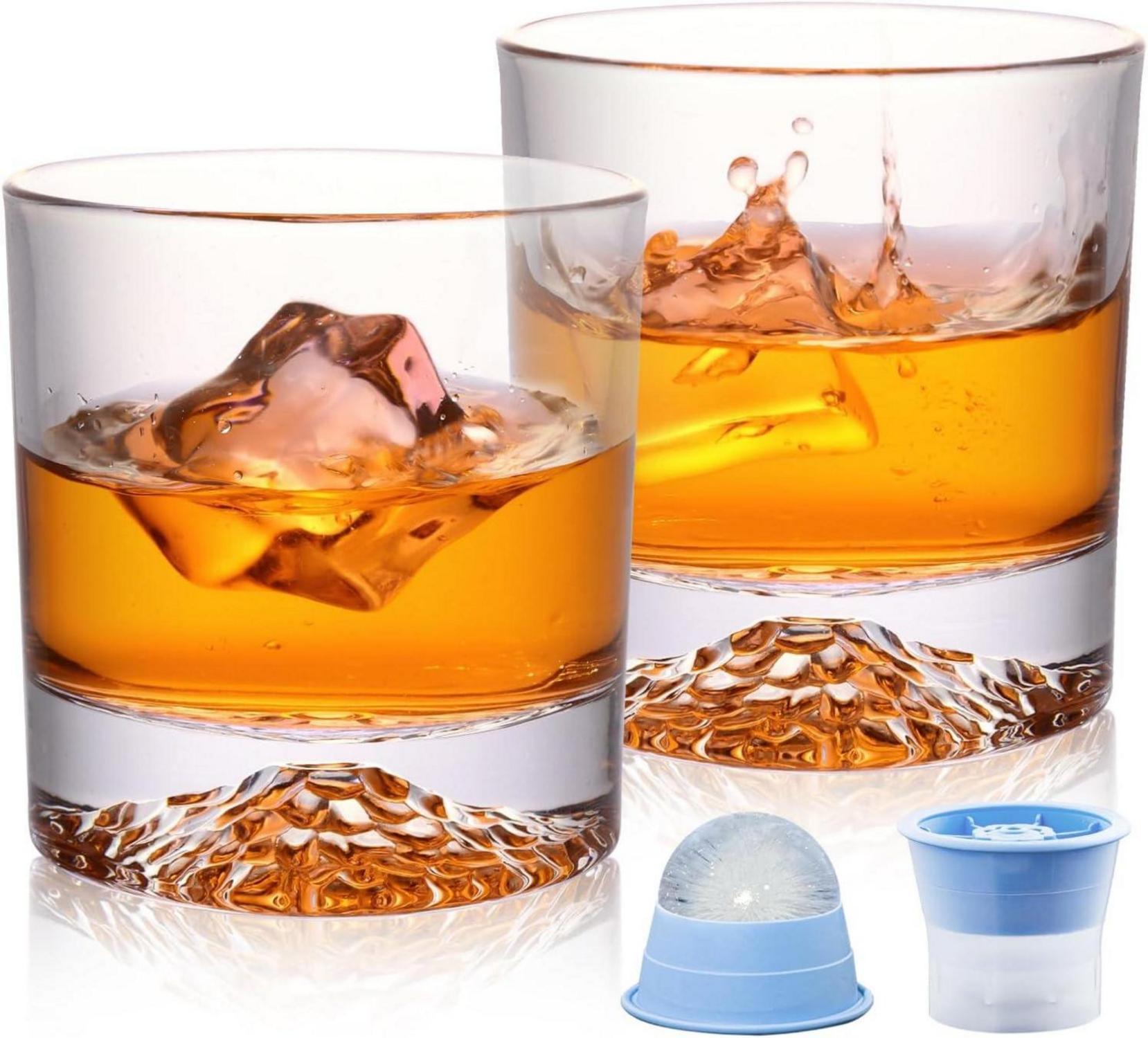 Whiskey Gläser Kristall mit Eiskugelformen Set 4