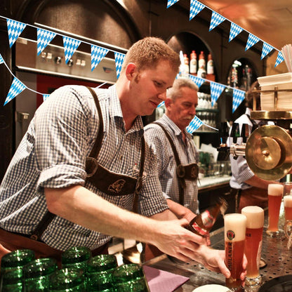30m Oktoberfest Deko Wimpelkette Blau Weiß, 3 Stück 10m Bayrische Flagge