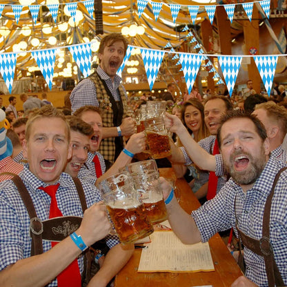 30m Oktoberfest Wimpelkette Blau Weiß 3 Stück 10m Bayrische Deko