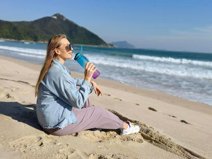 Trinkflasche 1L Sportwasserflasche Stroh Tritan BPA Free Zeitmarker Schule