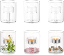 Kerzenhalter Glas Teelichthalter Zylinder Gläser 6er Set