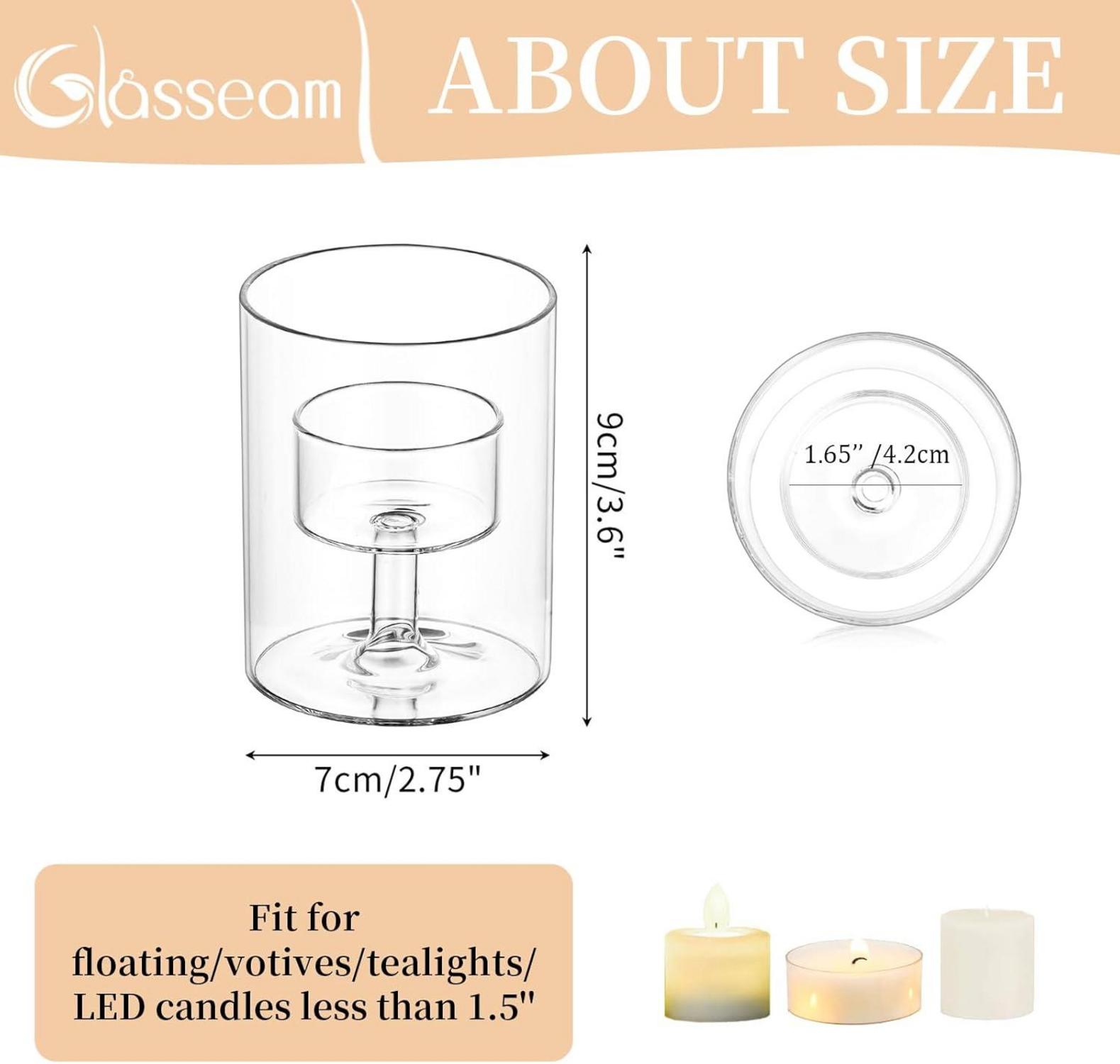 Glasseam Teelichthalter Glas Zylinder Kerzen Vintage Set 6er Weihnachten