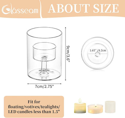 Glasseam Teelichthalter Glas Zylinder Kerzen Vintage Set 6er Weihnachten
