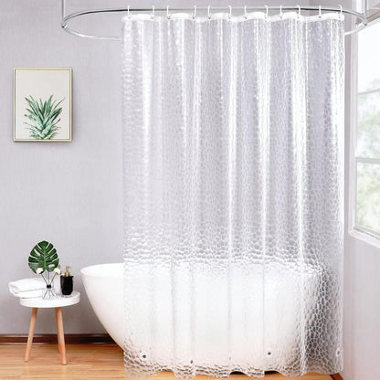 Duschvorhang Transparent mit Magneten und Hexagon Muster