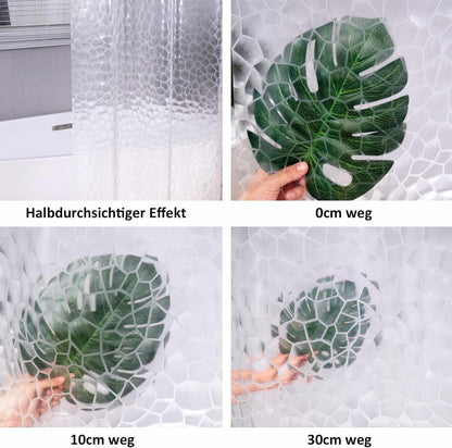 Duschvorhang Transparent mit Magneten und Hexagon Muster