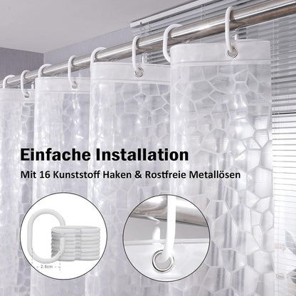 Duschvorhang 240x200cm Transparent Magnete Antischimmel Wasserdicht