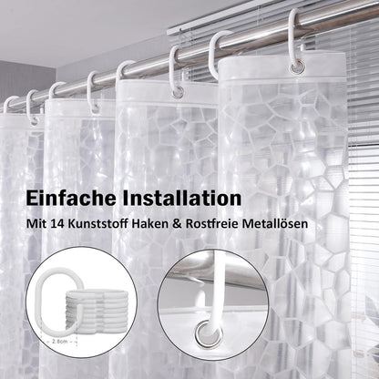 Duschvorhang Transparent 200x200cm Magnete Waserdicht Eva 3D Muster 14
