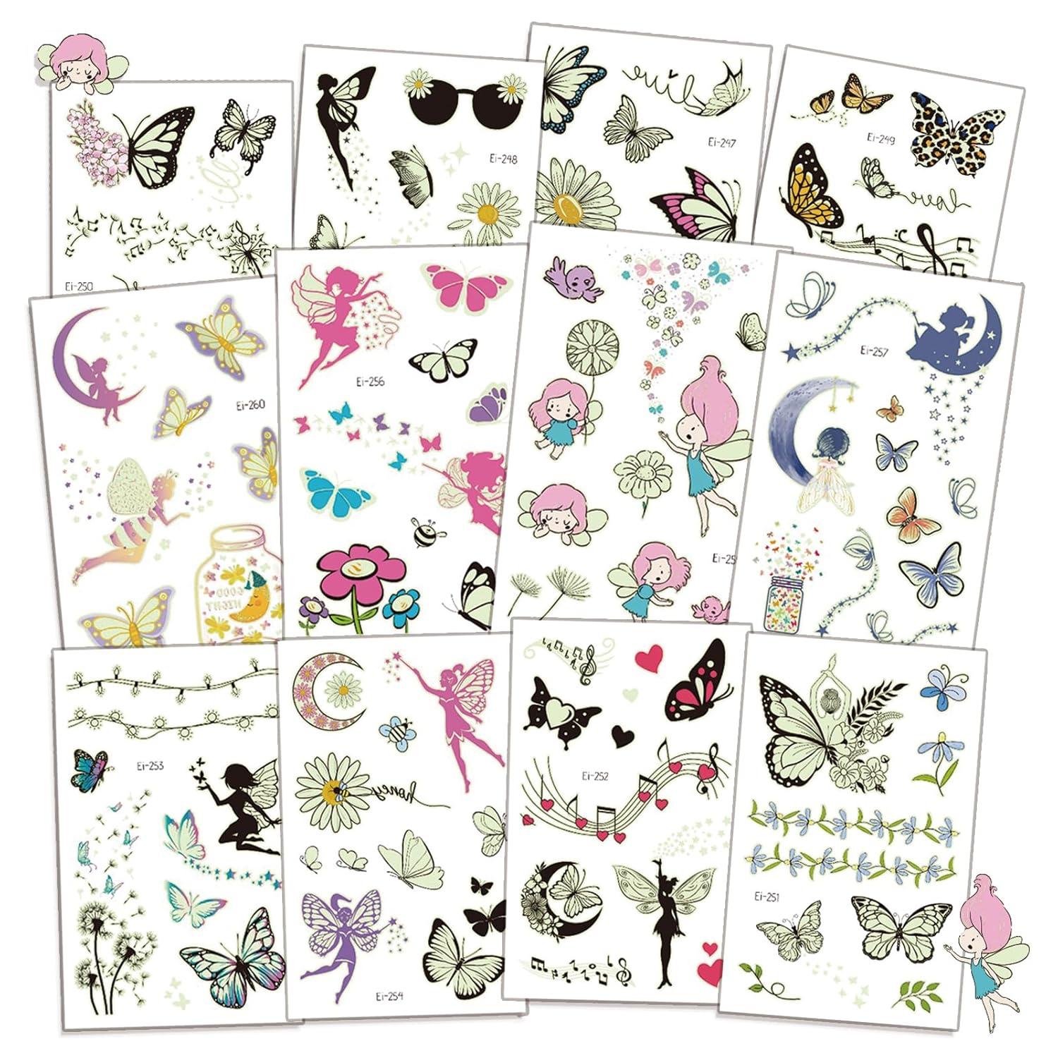 110+ Tattoo Kinder Mädchen Set Glitzer Schmetterling Geschenke Mitgebsel Kindergeburtstag
