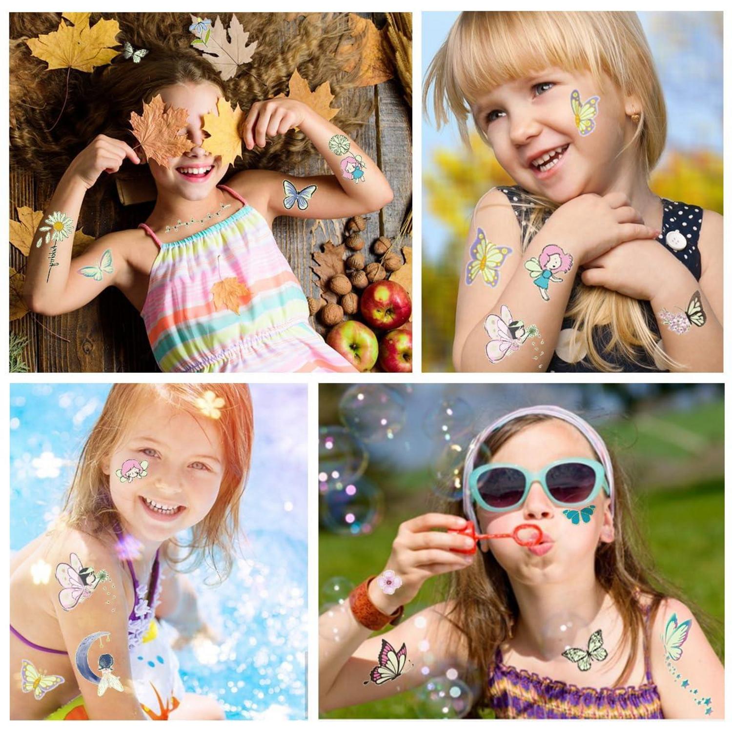 110+ Glitzer Tattoo Set Kinder Mädchen Schmetterling Hautfreundlich