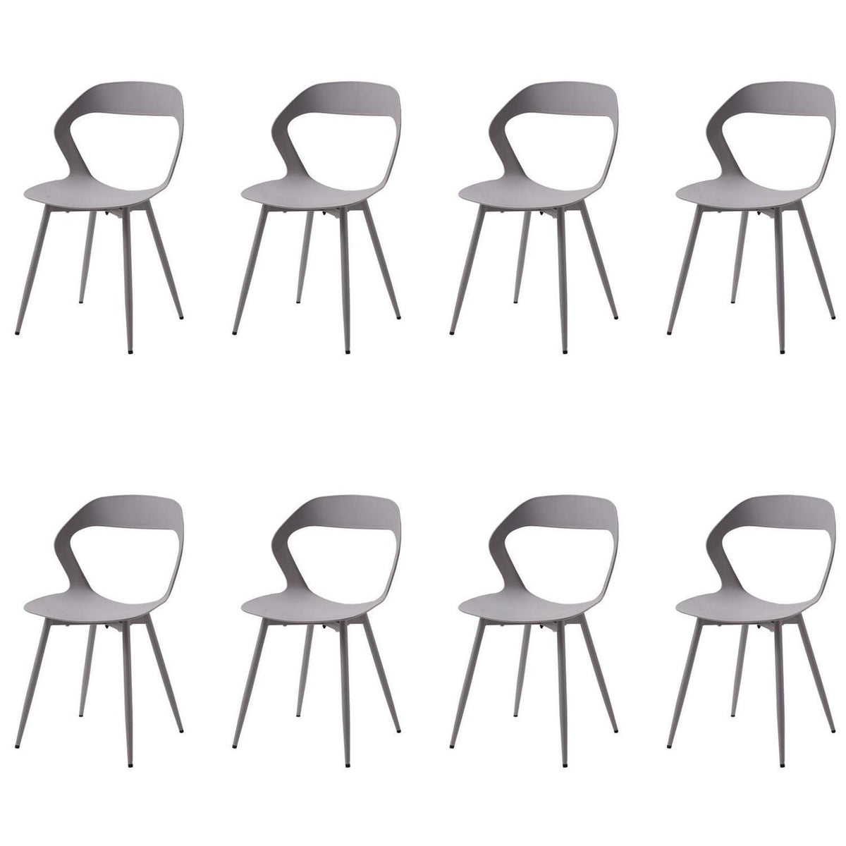 Moderner Esszimmerstuhl Set (8) – Grau & Grau | Skandinavisch, Ergonomisch