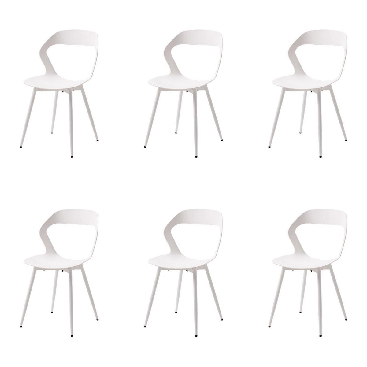 Moderner Esszimmerstuhl 6er-Set, Weiß + Weiß, Skandinavischer Stil