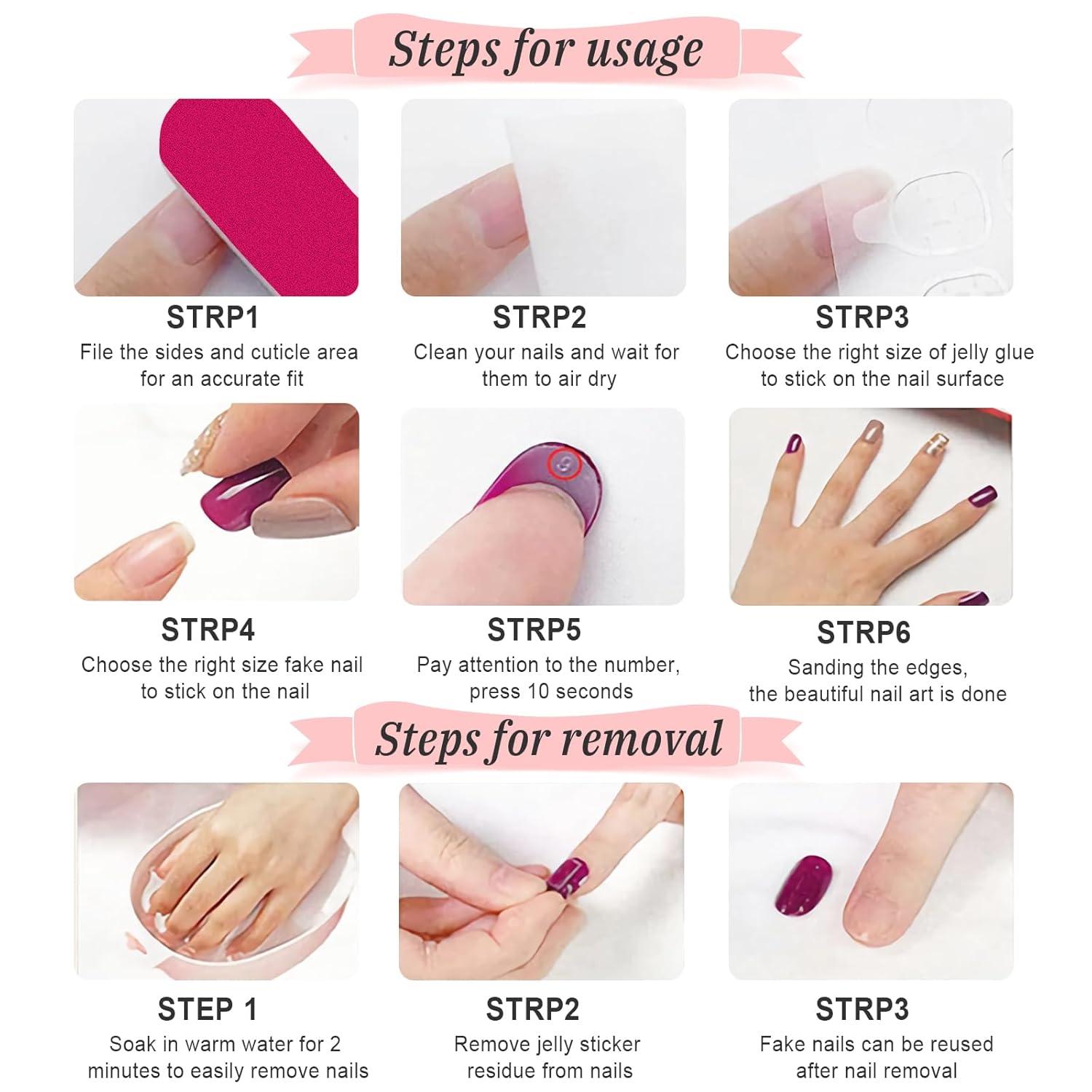 24 Stück Mandel Nägel Weinrot Stiletto Glänzend Press on Nails