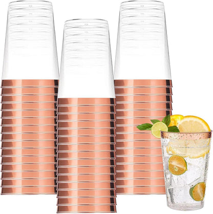 60 Stück Roségold Partybecher Wiederverwendbar 300ml