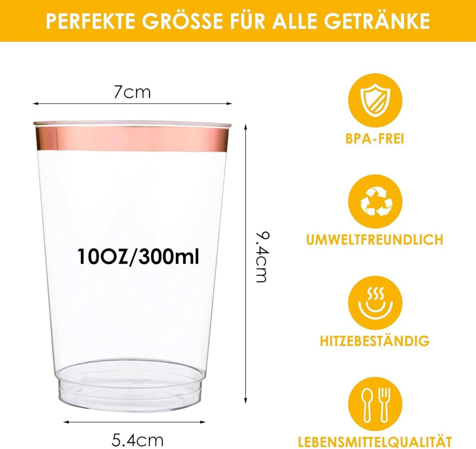 60 Stück Partybecher 10oz Roségold