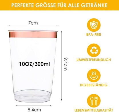 60 Stück Partybecher 10oz Roségold